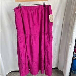 St John’s Bay Fuchsia Eyelet Midi Skirt XXL NWT